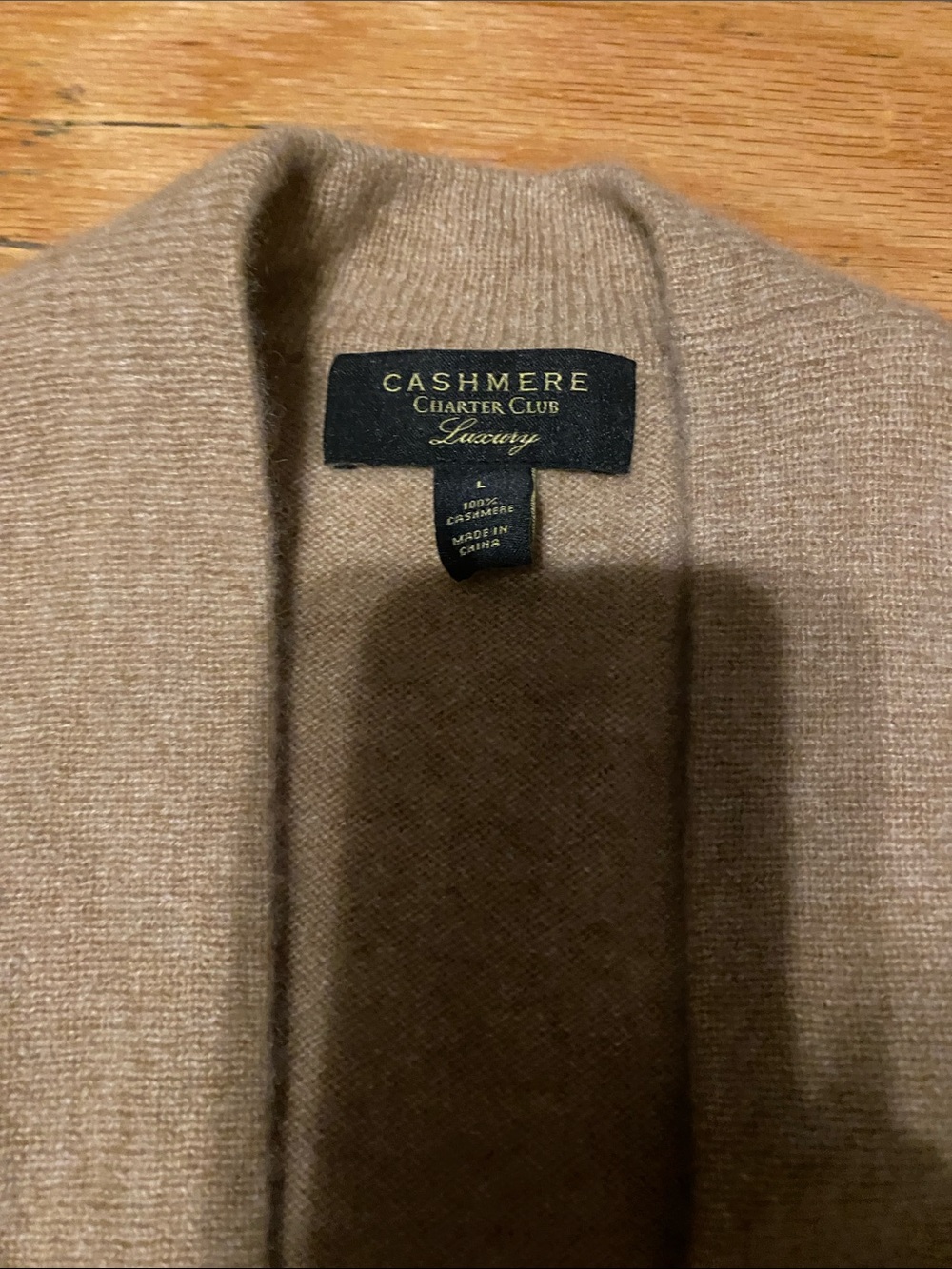 Charter Club Taupe Open-Front Cardigan - Picture 2 of 3